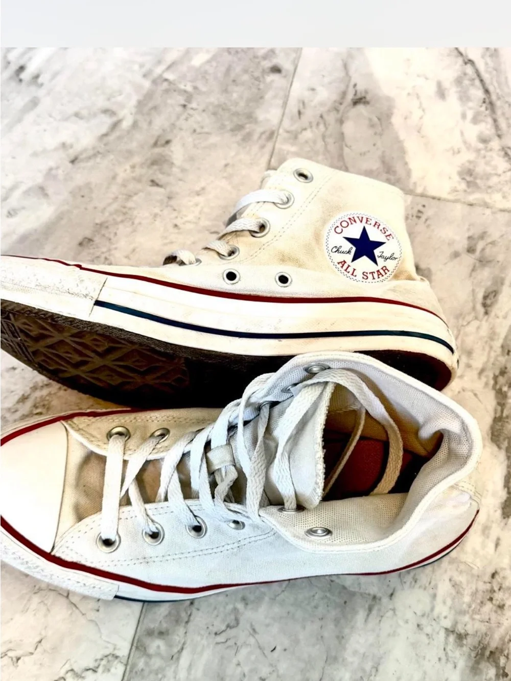 Converse platform White Canvas High Top Sneakers with black trim